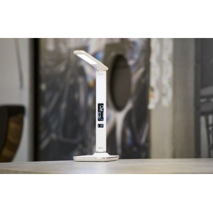 Светодиодная настольная лампа с дисплеем KINGFISHER LED/9W/230V белый
