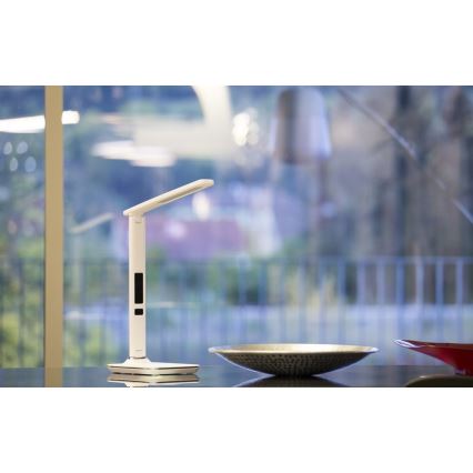 Світлодіодна настільна лампа з дисплеєм LED/9W/230V білий