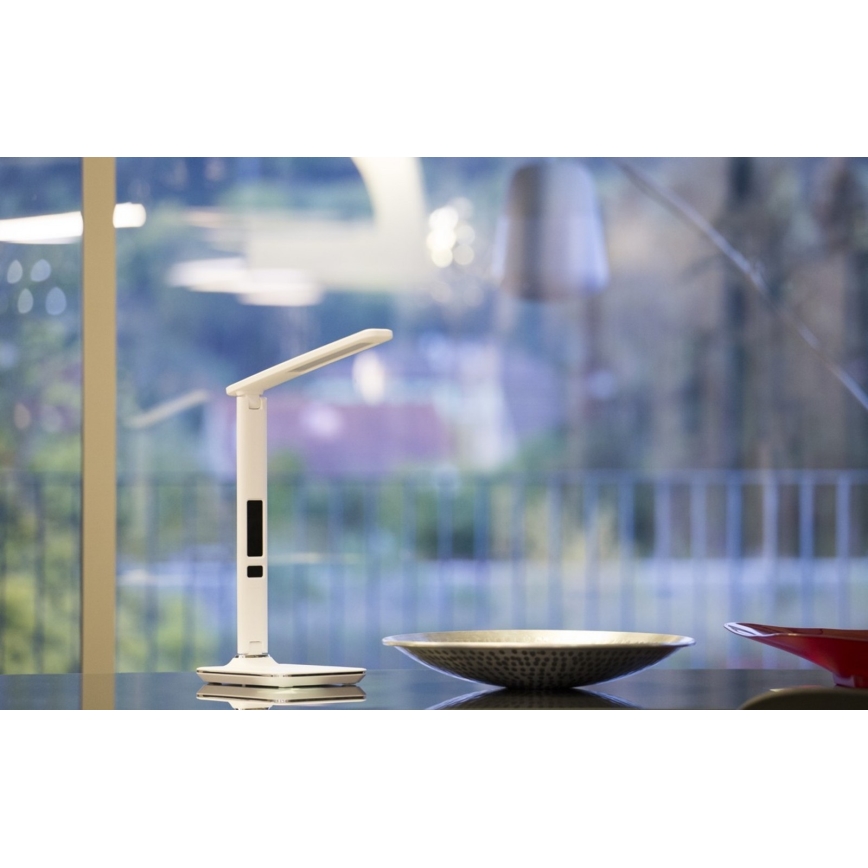 Світлодіодна настільна лампа з дисплеєм LED/9W/230V білий