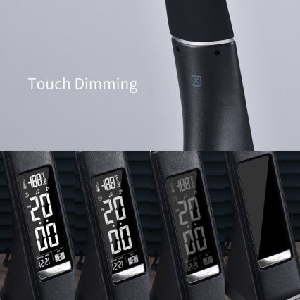 Настільна LED лампа з регулюванням яскравості та дисплеєм LEATHER LED/7W/230V чорний