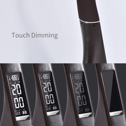 Светодиодная настольная лампа с регулированием яркости и дисплеем LEATHER LED/7W/230V коричневый