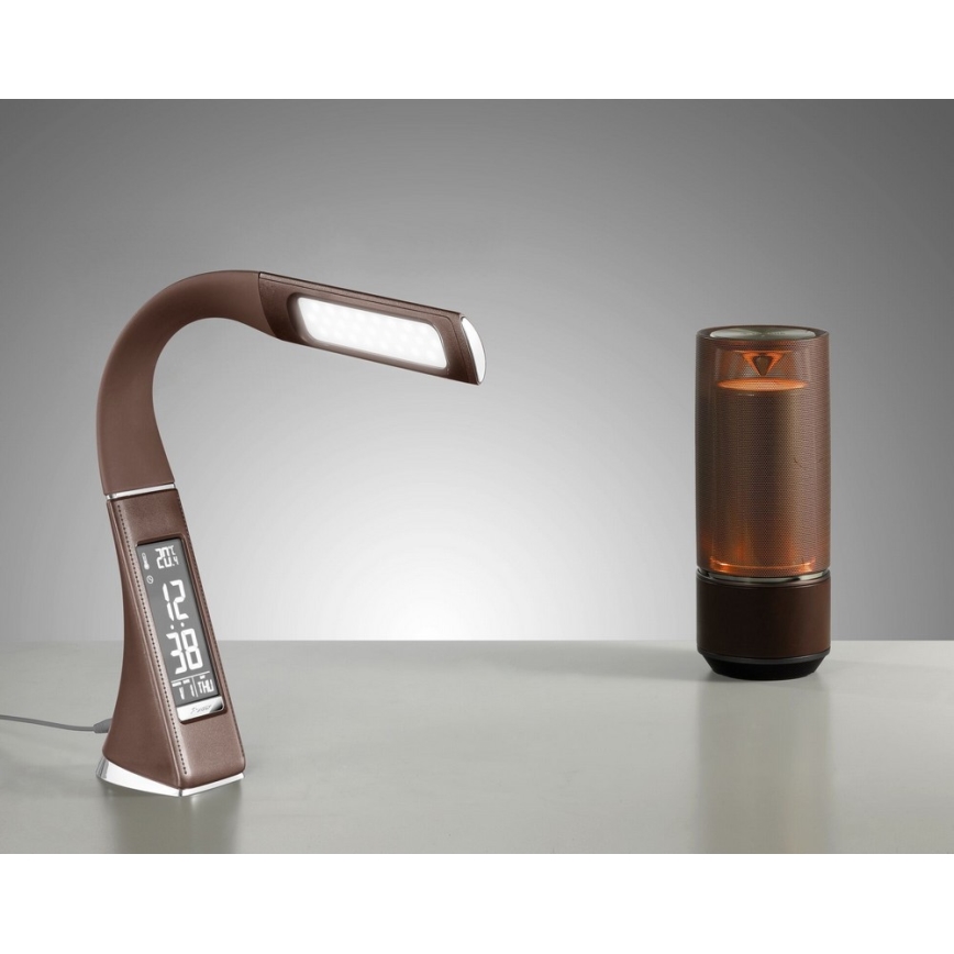 Светодиодная настольная лампа с регулированием яркости и дисплеем LEATHER LED/7W/230V коричневый