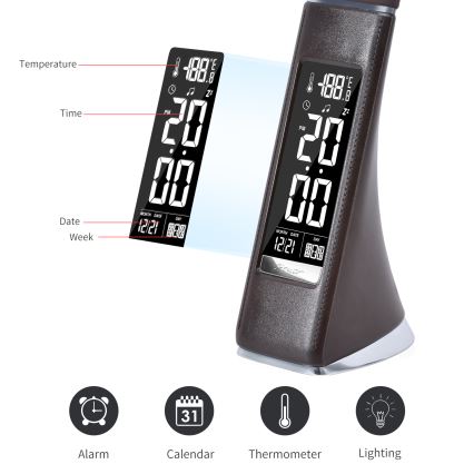 Светодиодная настольная лампа с регулированием яркости и дисплеем LEATHER LED/7W/230V коричневый