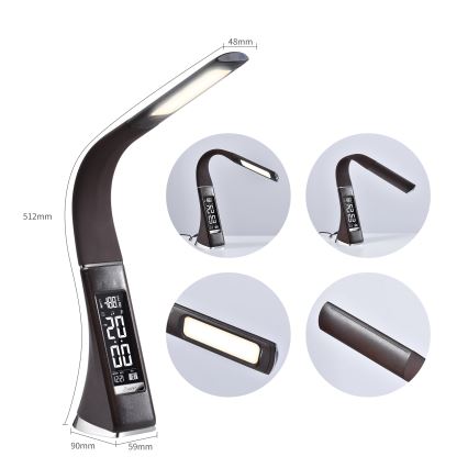 Светодиодная настольная лампа с регулированием яркости и дисплеем LEATHER LED/7W/230V коричневый