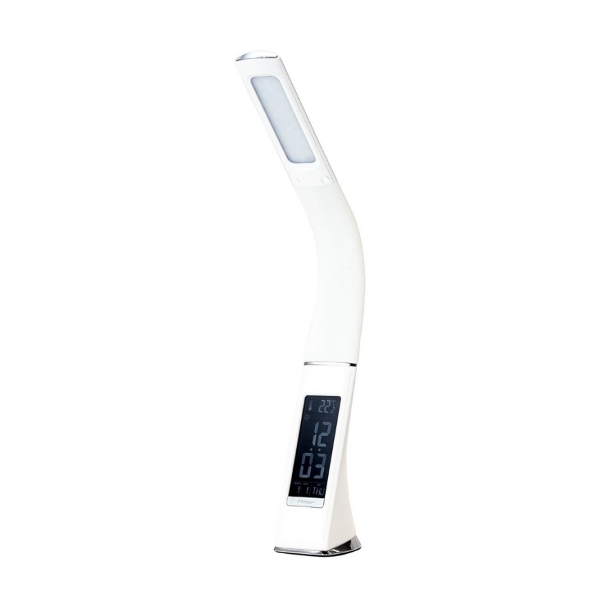 Светодиодная настольная лампа с регулированием яркости и дисплеем LEATHER LED/7W/230V белый