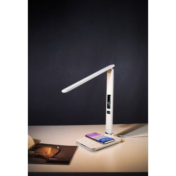 Світлодіодна лампа з регулюванням яскравості та бездротовою зарядкою QI та USB KINGFISHER LED/8,5W/230V білий