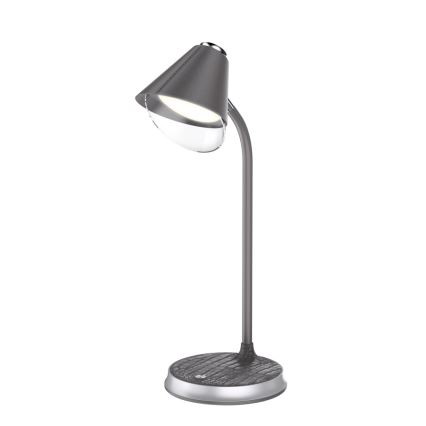 Настільна лампа з LED, регульованою яскравістю та бездротовою зарядкою FINCH LED/9W/12/230V сірий/глянцевий хром