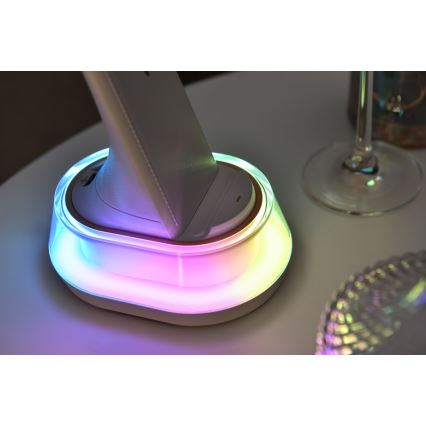 LED RGB Настільна лампа з регулюванням яскравості та бездротовою зарядкою CORELLA LED/7W/12/230V чорний