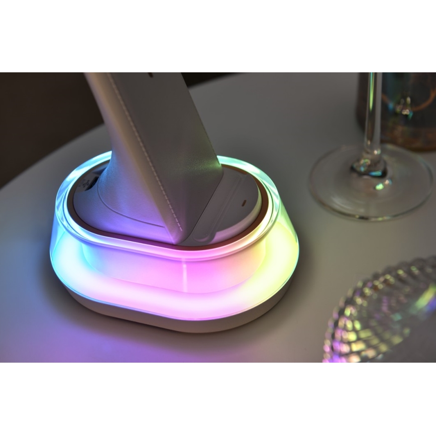 LED RGB Настільна лампа з регулюванням яскравості та бездротовою зарядкою CORELLA LED/7W/12/230V чорний
