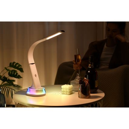 LED RGB Настільна лампа з регулюванням яскравості та бездротовою зарядкою CORELLA LED/7W/12/230V чорний