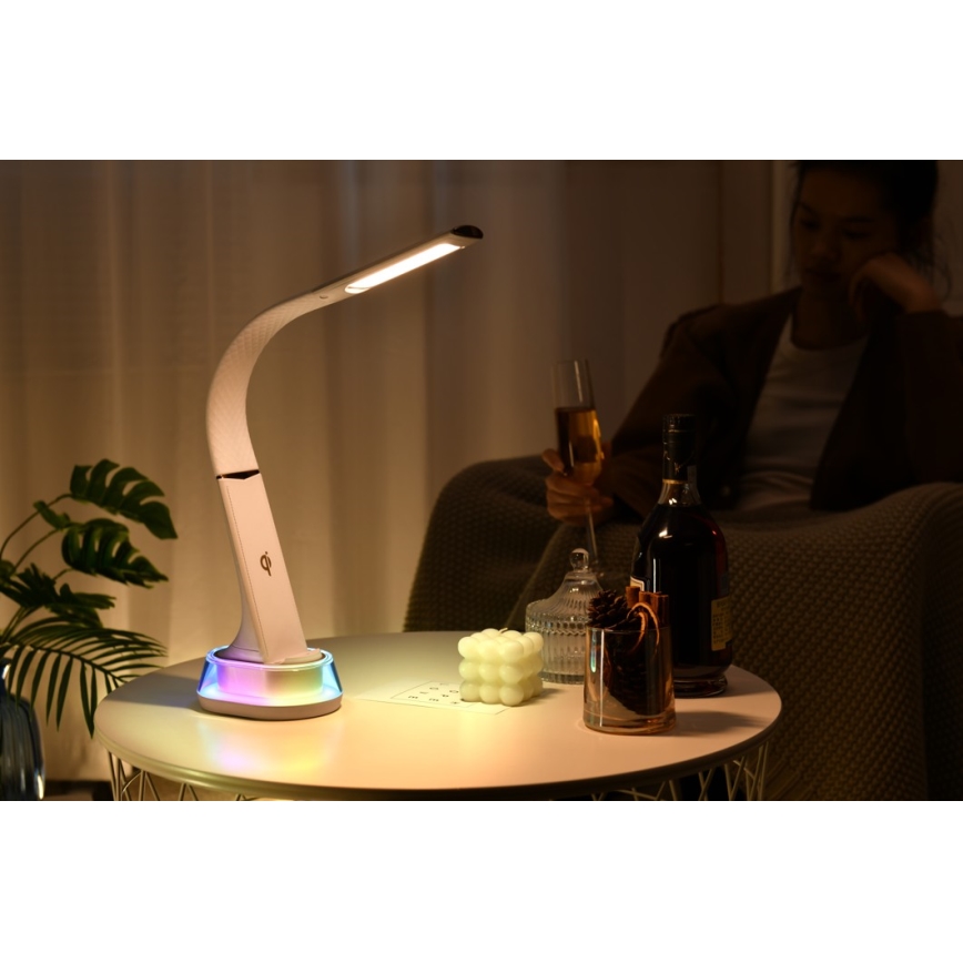 LED RGB Настільна лампа з регулюванням яскравості та бездротовою зарядкою CORELLA LED/7W/12/230V чорний