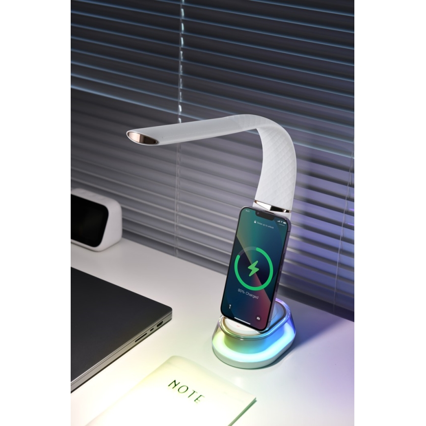 LED RGB Настільна лампа з регулюванням яскравості та бездротовою зарядкою CORELLA LED/7W/12/230V чорний
