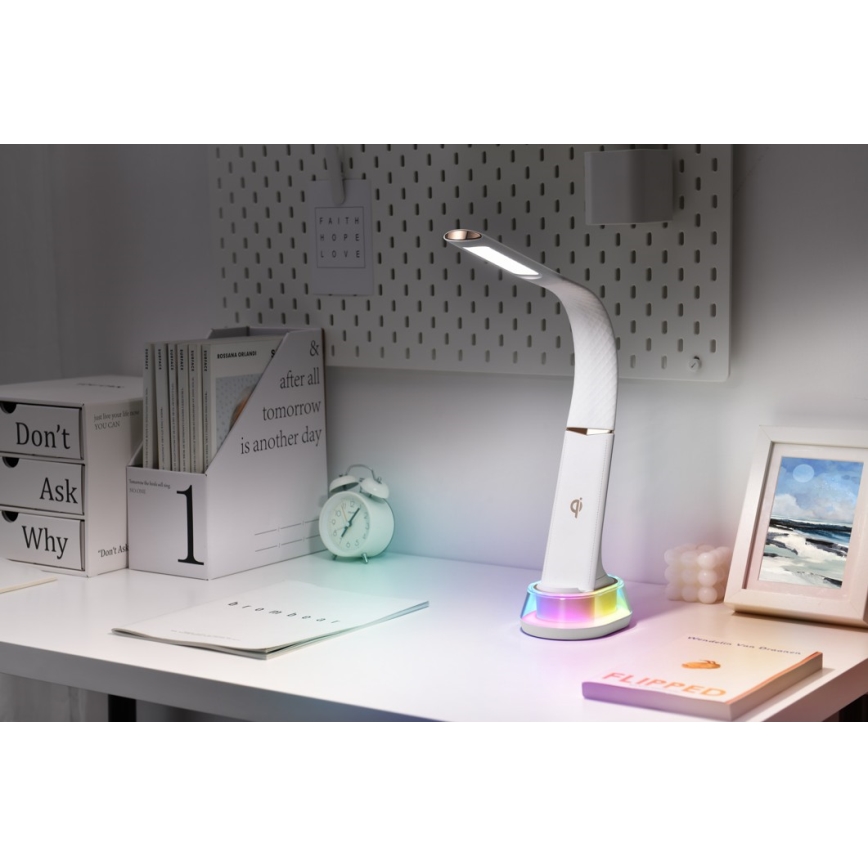 LED RGB Настільна лампа з регулюванням яскравості та бездротовою зарядкою CORELLA LED/7W/12/230V чорний