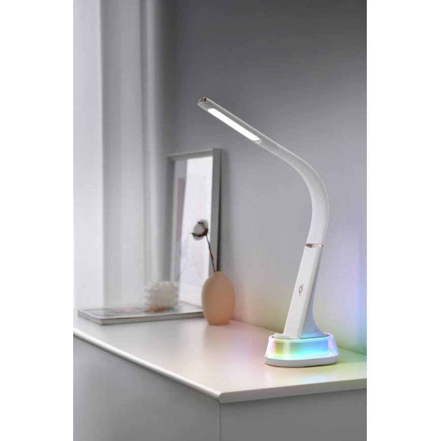 LED RGB Настільна лампа з регулюванням яскравості та бездротовою зарядкою CORELLA LED/7W/12/230V чорний