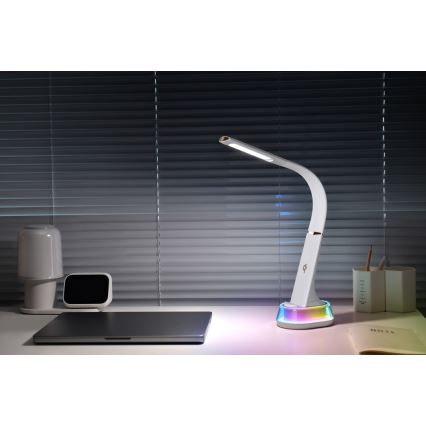 LED RGB Настільна лампа з регулюванням яскравості та бездротовою зарядкою CORELLA LED/7W/12/230V чорний