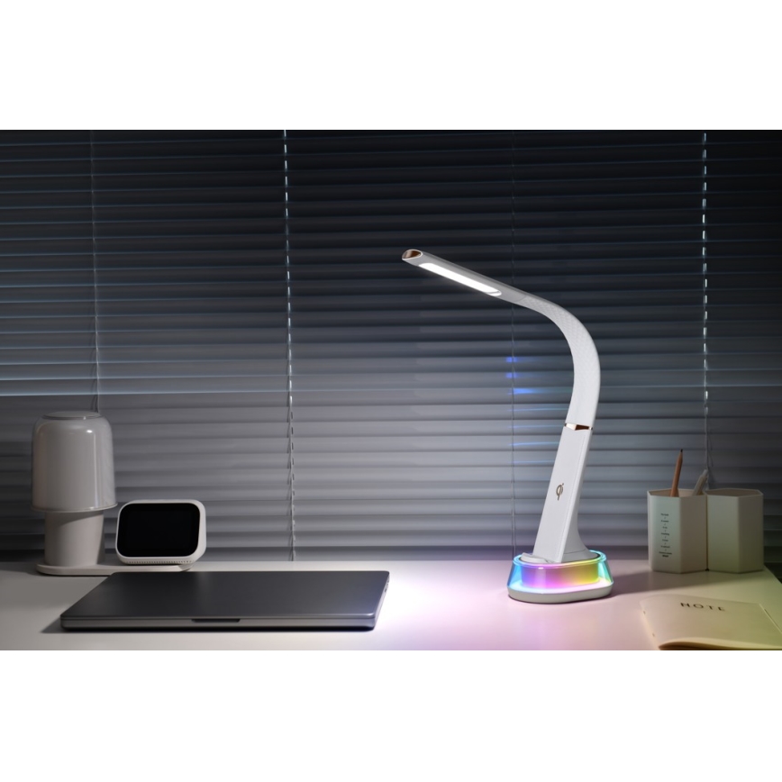 LED RGB Настільна лампа з регулюванням яскравості та бездротовою зарядкою CORELLA LED/7W/12/230V чорний