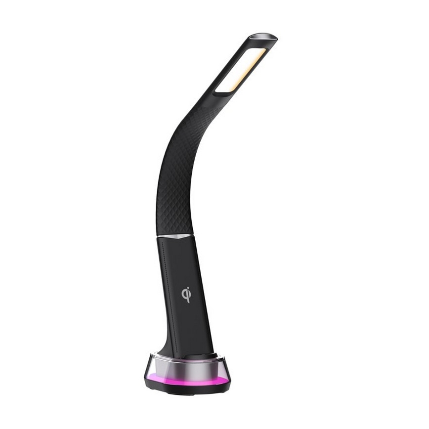 LED RGB Настільна лампа з регулюванням яскравості та бездротовою зарядкою CORELLA LED/7W/12/230V чорний