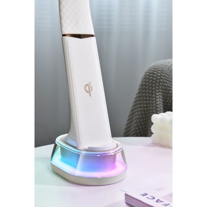 Настільна лампа LED RGB з регулюванням яскравості та бездротовою зарядкою CORELLA LED/7W/12/230V чорна