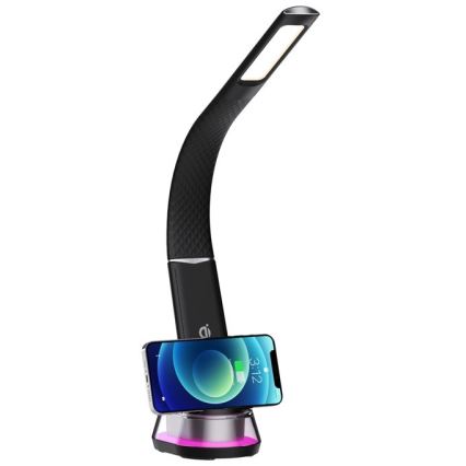 Настільна лампа LED RGB з регулюванням яскравості та бездротовою зарядкою CORELLA LED/7W/12/230V чорна
