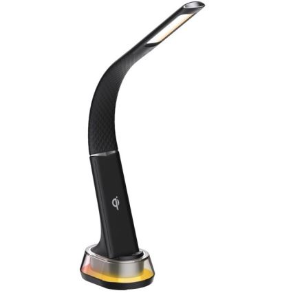 Настільна лампа LED RGB з регулюванням яскравості та бездротовою зарядкою CORELLA LED/7W/12/230V чорна