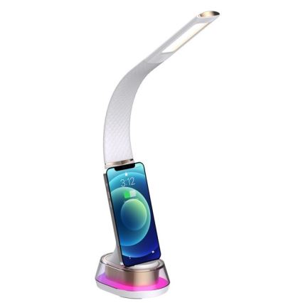 LED RGB Настільна лампа з регулюванням яскравості та бездротовою зарядкою CORELLA LED/7W/12/230V білий