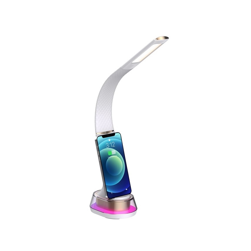 LED RGB Настільна лампа з регулюванням яскравості та бездротовою зарядкою CORELLA LED/7W/12/230V білий