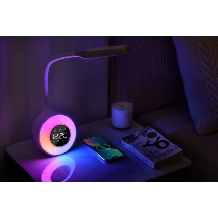 LED RGBW Настільна лампа з регулюванням яскравості з будильником FALCON LED/10W/12V