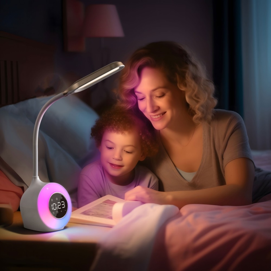LED RGBW Настільна лампа з регулюванням яскравості з будильником FALCON LED/10W/12V