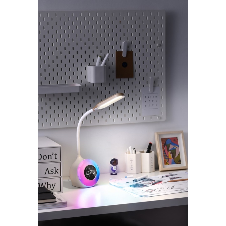 LED RGBW Настільна лампа з регулюванням яскравості з будильником FALCON LED/10W/12V