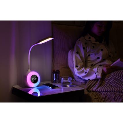 LED RGBW Настільна лампа з регулюванням яскравості з будильником FALCON LED/10W/12V