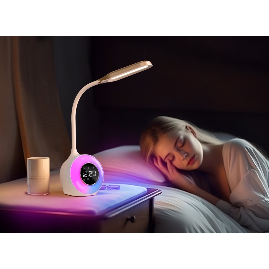 LED RGBW Настільна лампа з регулюванням яскравості з будильником FALCON LED/10W/12V