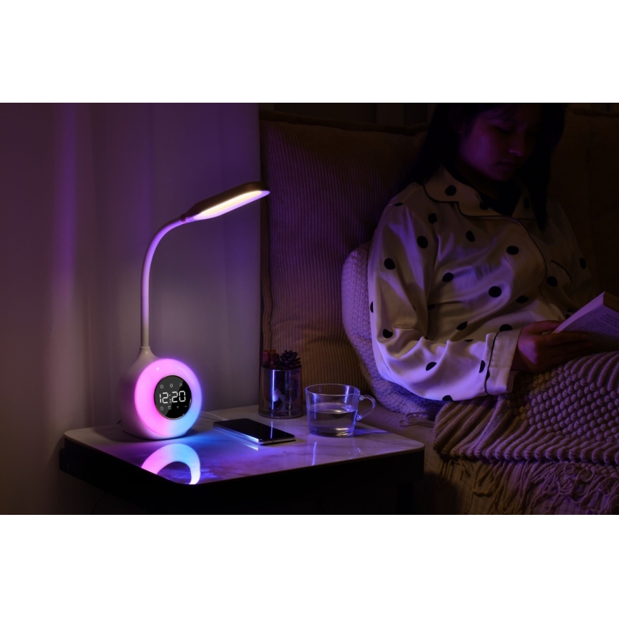 LED RGBW Настільна лампа з регулюванням яскравості з будильником FALCON LED/10W/12V