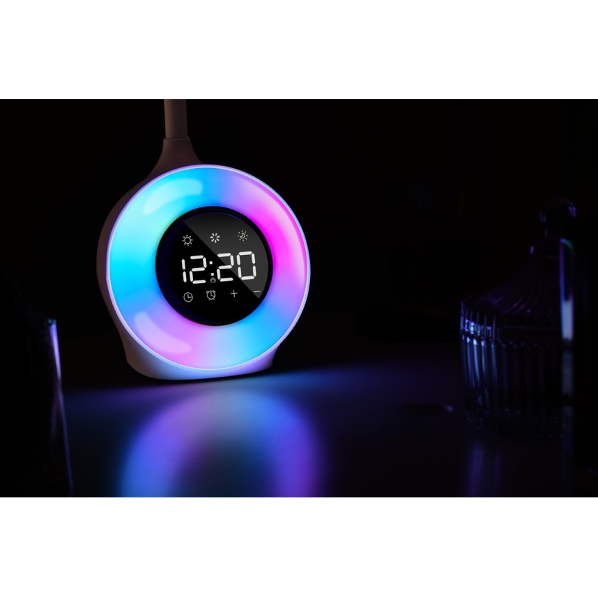 LED RGBW Настільна лампа з регулюванням яскравості з будильником FALCON LED/10W/12V