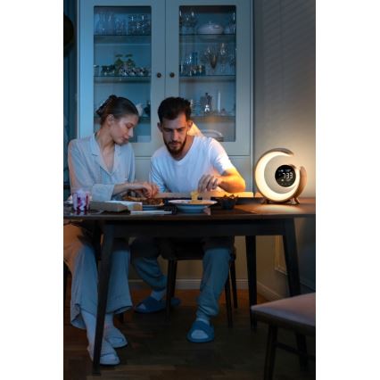 LED RGBW Настільна лампа з регулюванням яскравості з будильником PEACOCK LED/20W/5V USB
