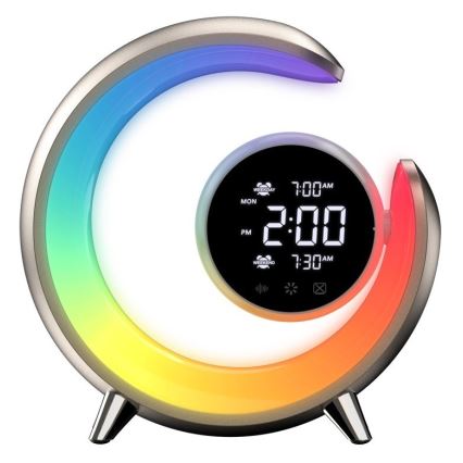 LED RGBW Настільна лампа з регулюванням яскравості з будильником PEACOCK LED/20W/5V USB