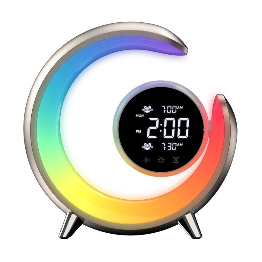 LED RGBW Настільна лампа з регулюванням яскравості з будильником PEACOCK LED/20W/5V USB