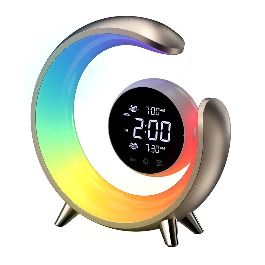 LED RGBW Настільна лампа з регулюванням яскравості з будильником PEACOCK LED/20W/5V USB