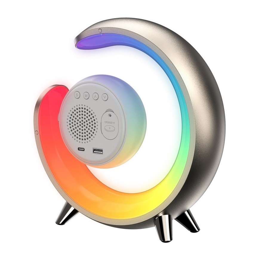 LED RGBW Настільна лампа з регулюванням яскравості з будильником PEACOCK LED/20W/5V USB