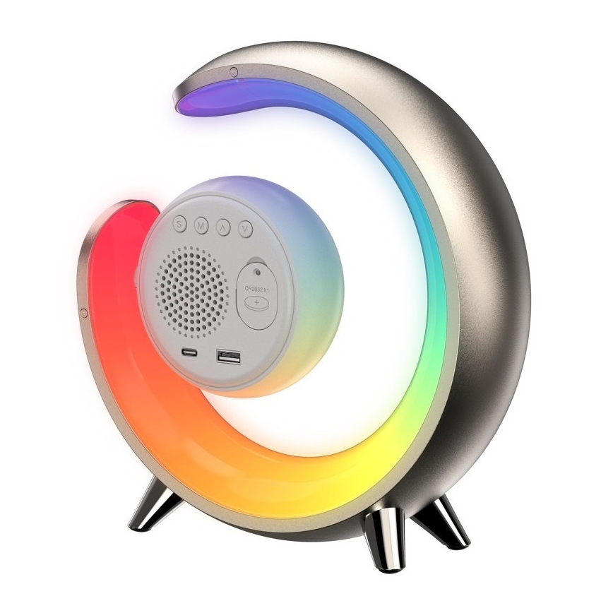 LED RGBW Настільна лампа з регулюванням яскравості з будильником PEACOCK LED/20W/5V USB