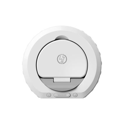 Будильник з РК-дисплеєм і бездротовим Qi зарядним пристроєм 27W/9V 220 mAh білий
