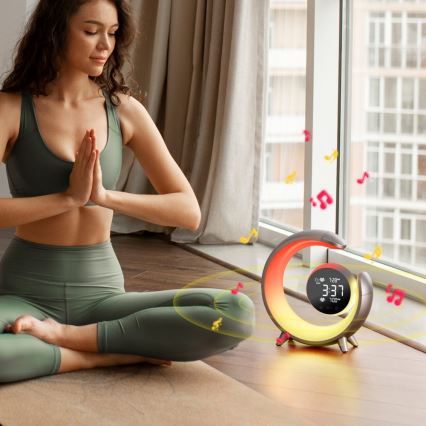 LED RGBW Настільна лампа з регулюванням яскравості та будильником LED/20W/5V USB срібний
