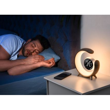 LED RGBW Настільна лампа з регулюванням яскравості та будильником LED/20W/5V USB срібний
