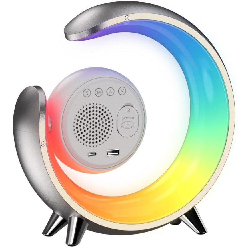 LED RGBW Настільна лампа з регулюванням яскравості та будильником LED/20W/5V USB срібний