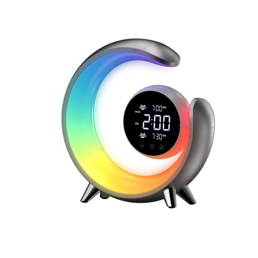 LED RGBW Настільна лампа з регулюванням яскравості та будильником LED/20W/5V USB срібний