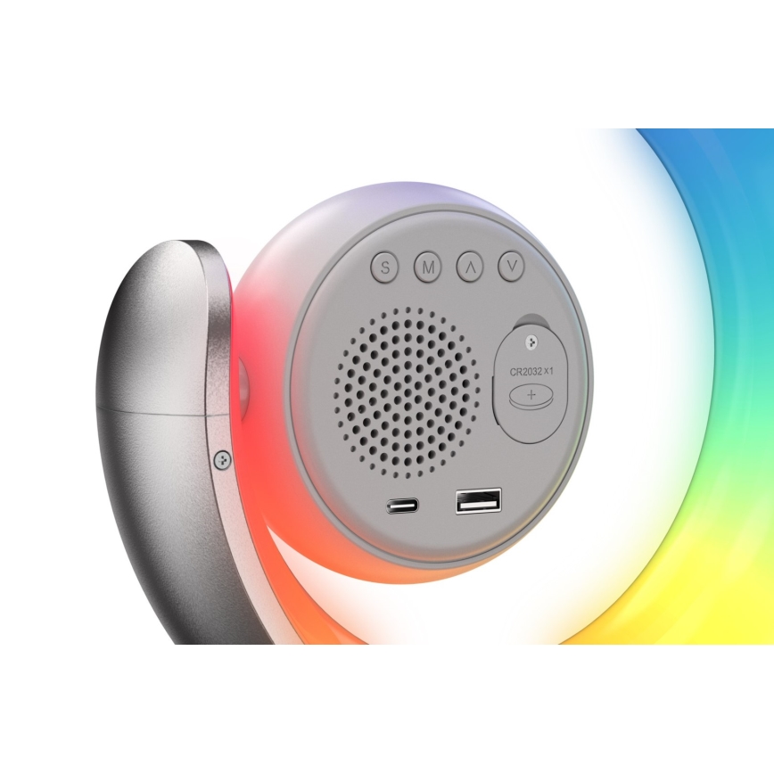 LED RGBW Настільна лампа з регулюванням яскравості та будильником LED/20W/5V USB срібний