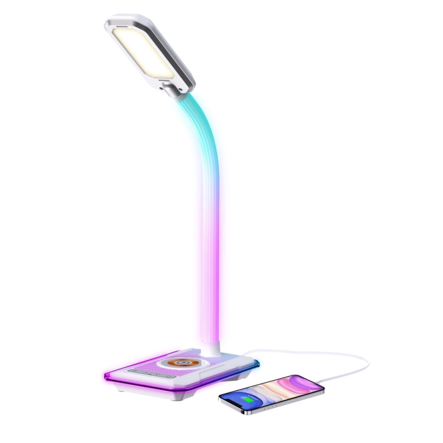 LED RGBW Настільна лампа з регулюванням яскравості з Qi зарядкою 30W/230V 3000K/4000K/5000K білий