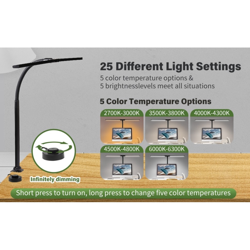 Светодиодная гибкая подсветка монитора с регулированием яркости OFFICE LED/24W/230V 2700-6300K CRI 95