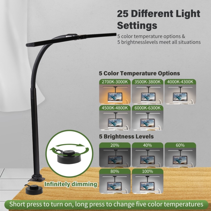 Светодиодная гибкая подсветка монитора с регулированием яркости OFFICE LED/24W/230V 2700-6300K CRI 95