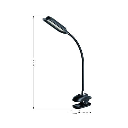 LED+CCT Диммируемая настольная лампа с зажимом CLIP LED/7,5W/230V 3000/4200/5000K чёрная