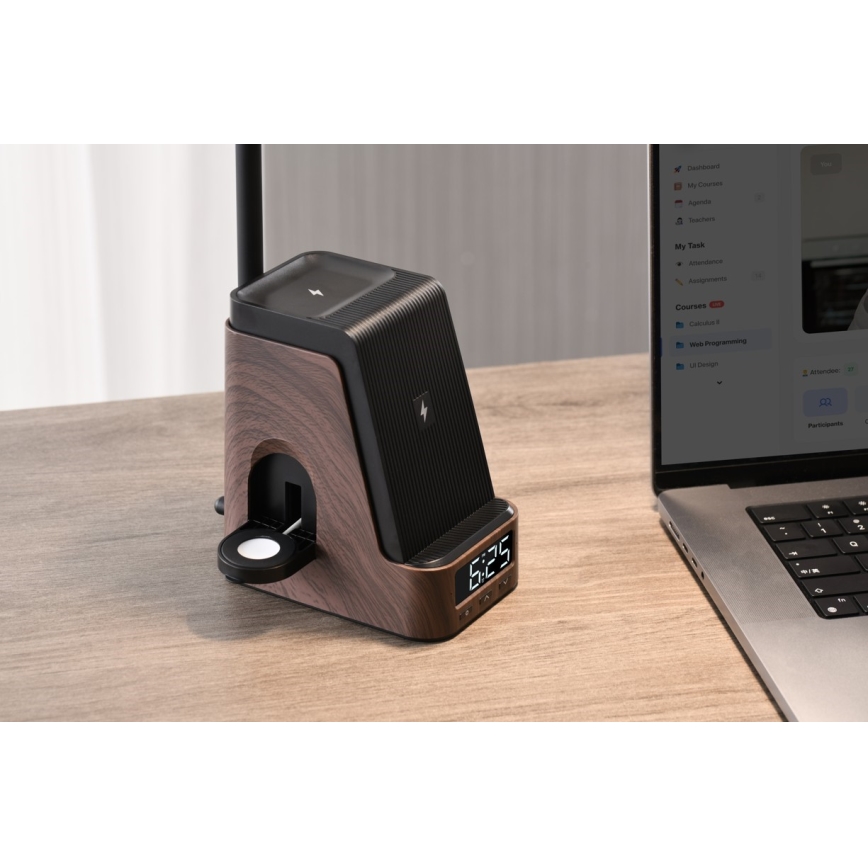 LED+CCT диммируемая настольная лампа с беспроводной зарядкой QI IDEAL LED/8W/230V 2700/4000/5000K коричневая